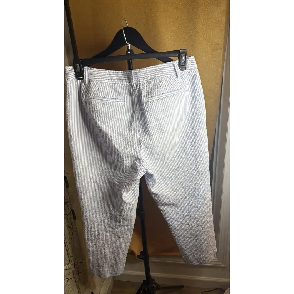 Talbots Women's Striped Perfect Crop Seersucker Nautical Pants Size 10 Resort - Picture 3 of 6